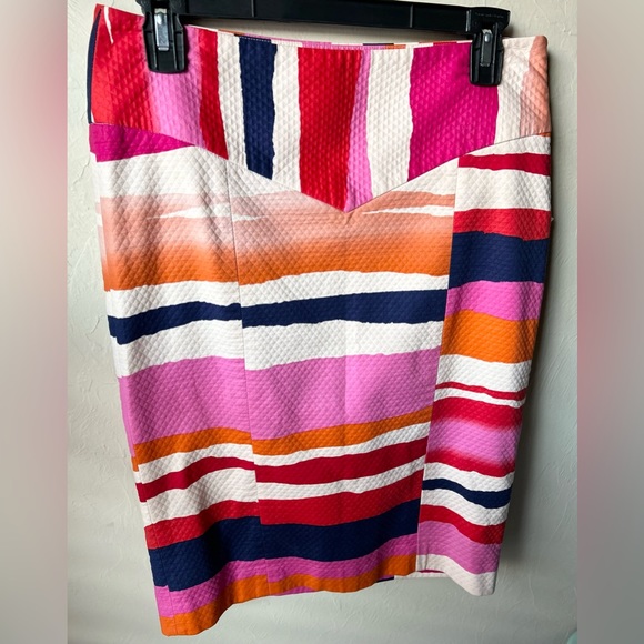 Diane Von Furstenberg Stripe Skirt Cotton Blend | Size 4 - Picture 6 of 7